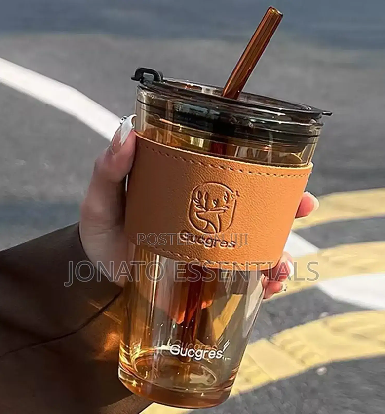 Glass Tumbler With Straw and Lid image