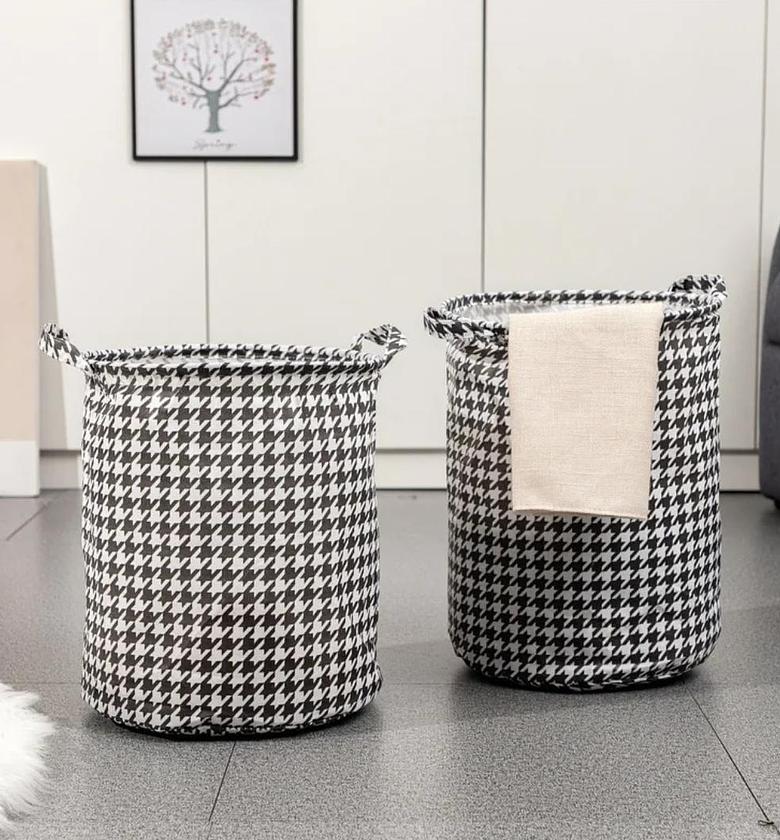 Foldable Houndstooth Laundry Hamper image