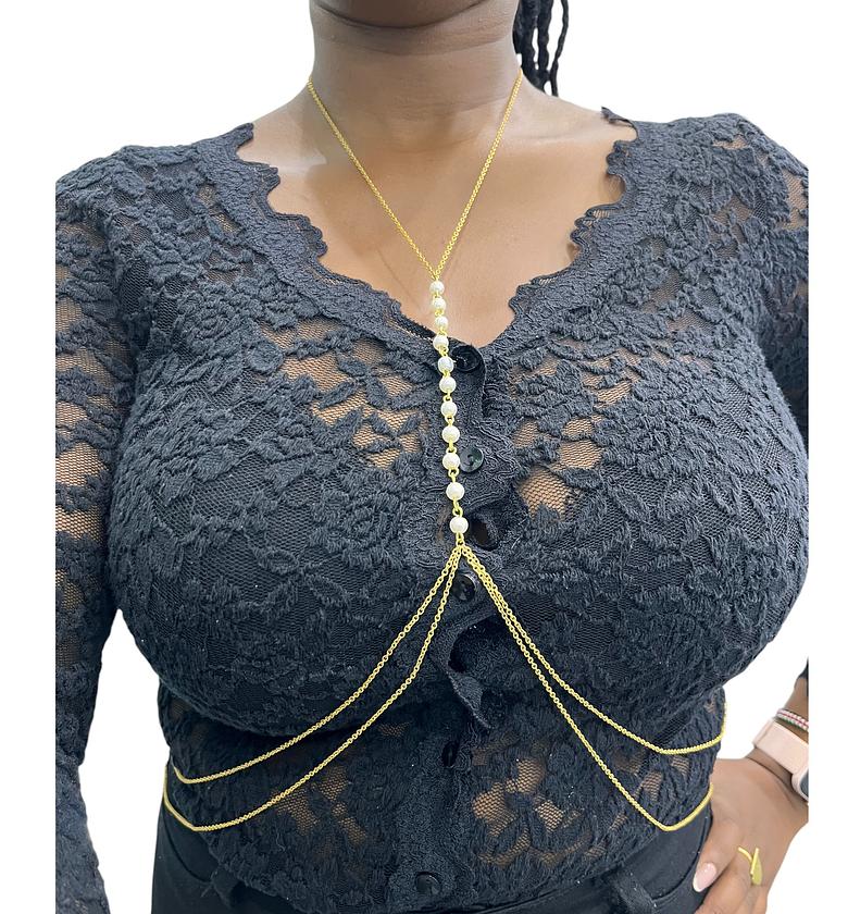Double Layered Pearl Body Chain image
