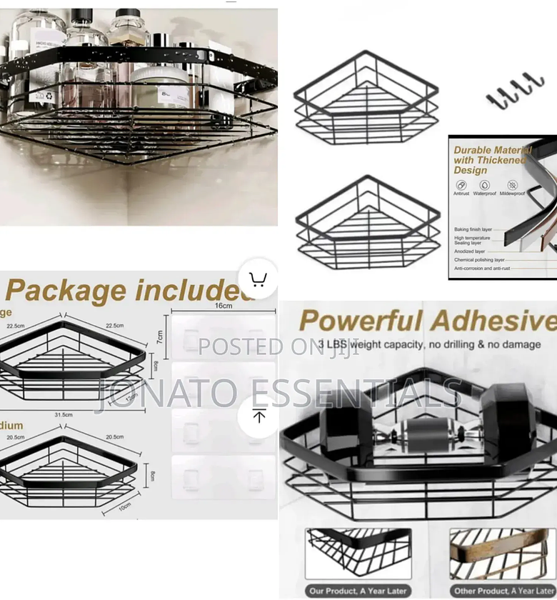 2 PCS Bathroom Shelf With Strong Hooks image