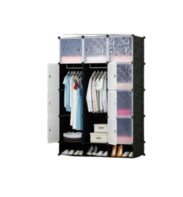 Modern Heavy Duty Portable 3-Column Plastic Wardrobes. image