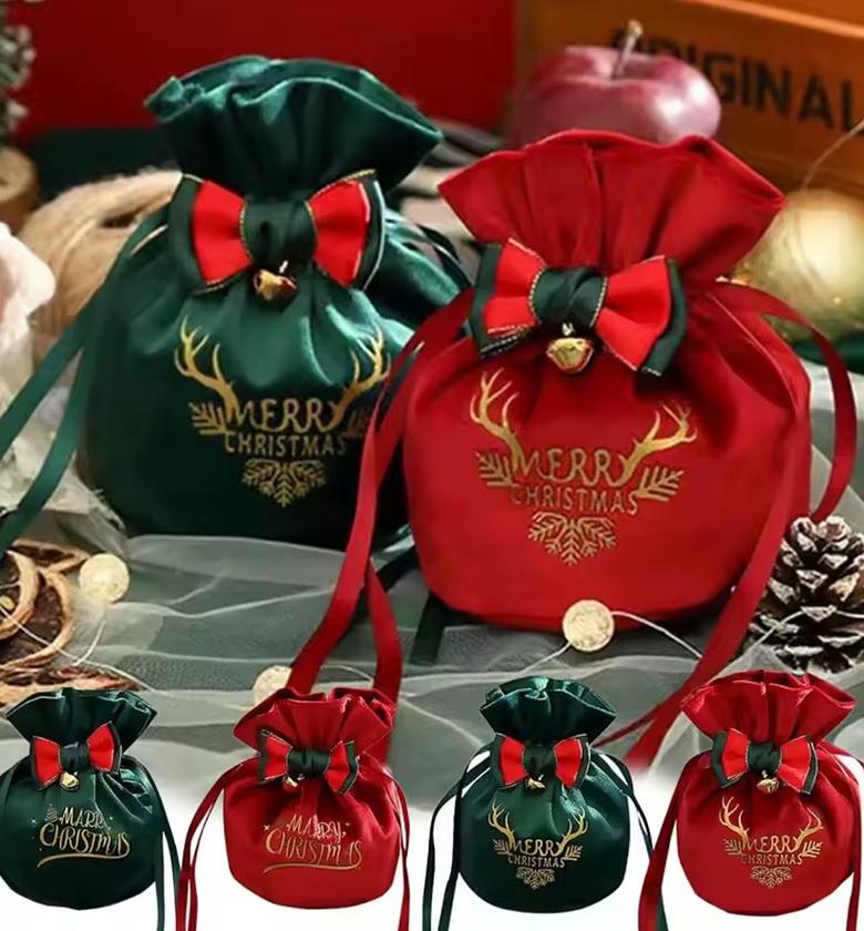 Festive Christmas Gift Bags Merry Xmas Drawstring Sacks Kenya image