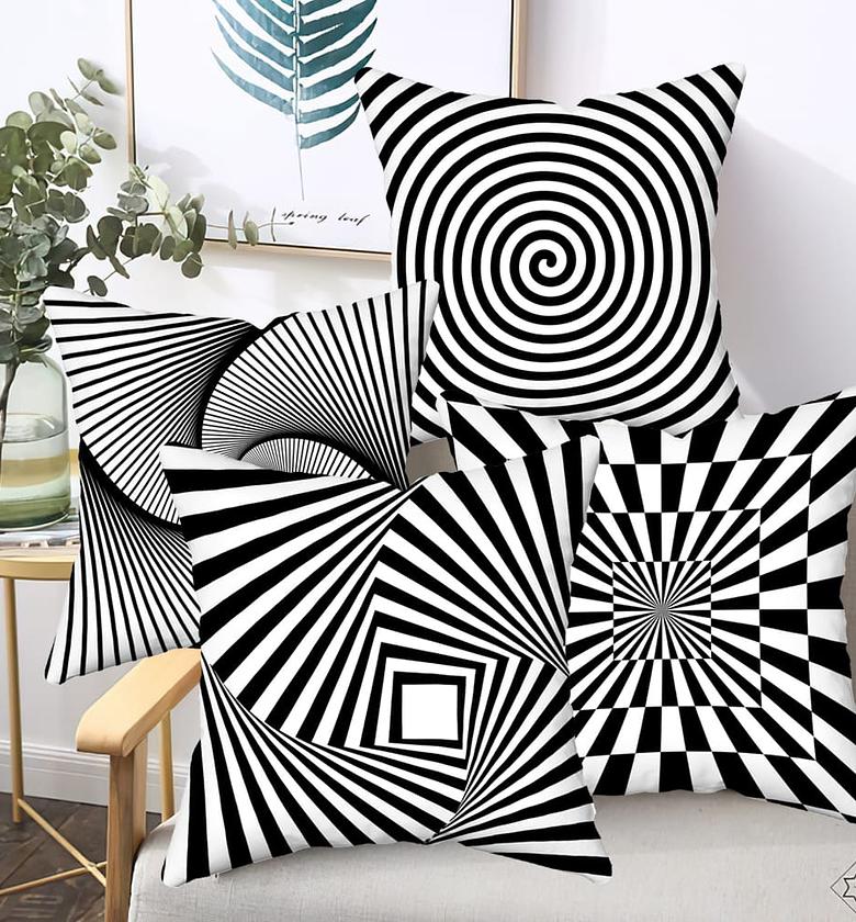 2 Pcs 45X45CM Geometric Contrast Color Print Pillowcase image