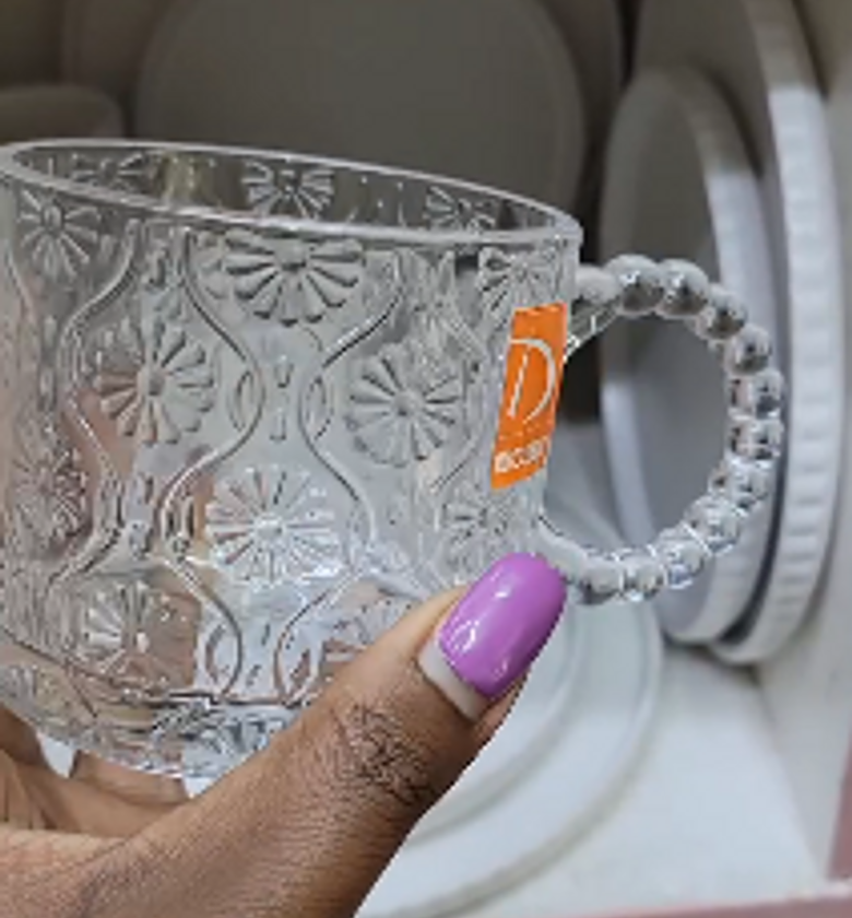 6pc embossed glasses cup. image