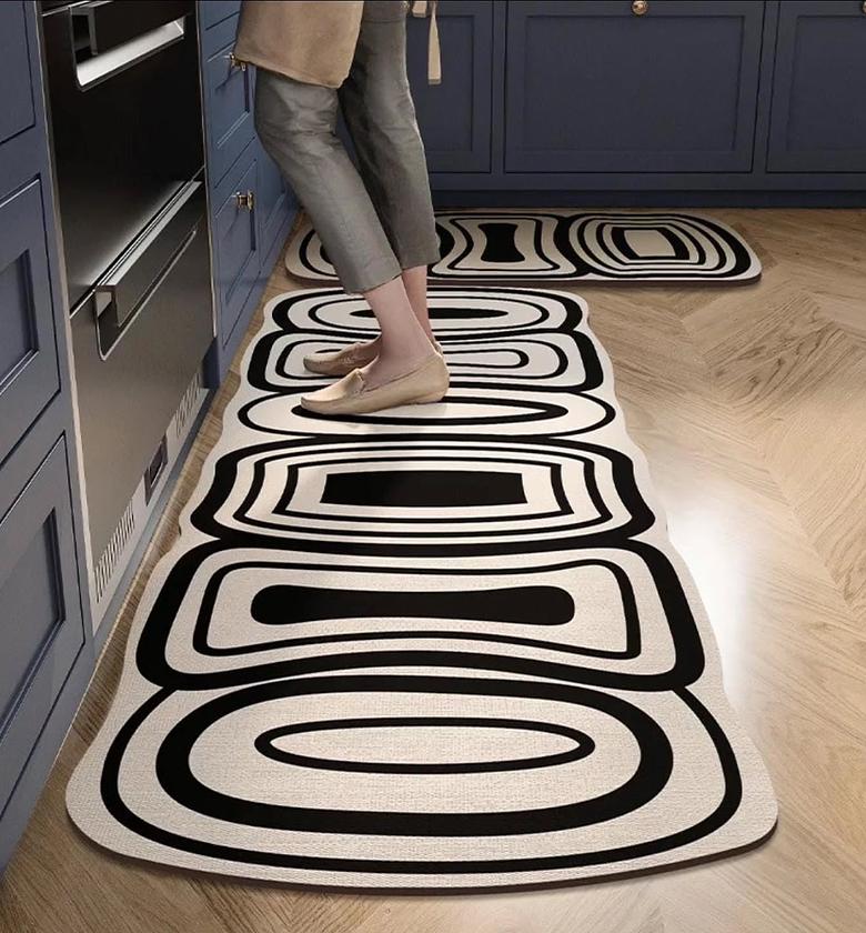 2-Piece Set Modern Super Absorbent Kitchen Mat & Runner image