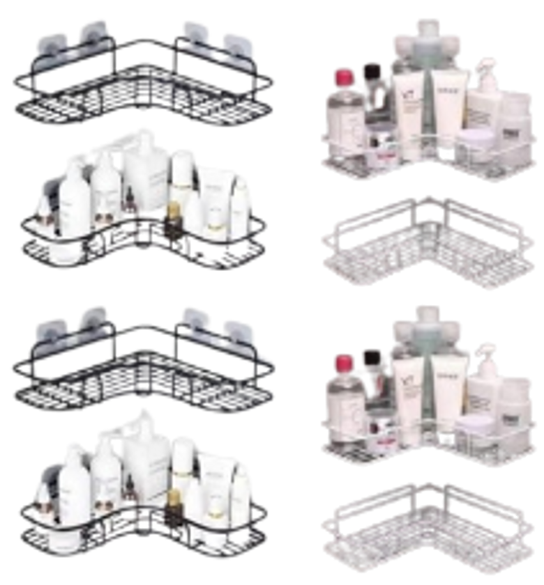 Self-Adhesive Metal Bathroom Corner Shelf Organizer.  image