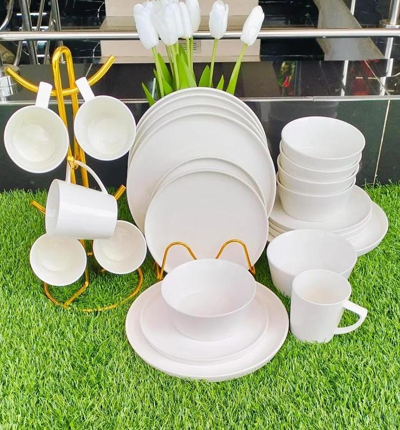 24pcs white plain dinner set image