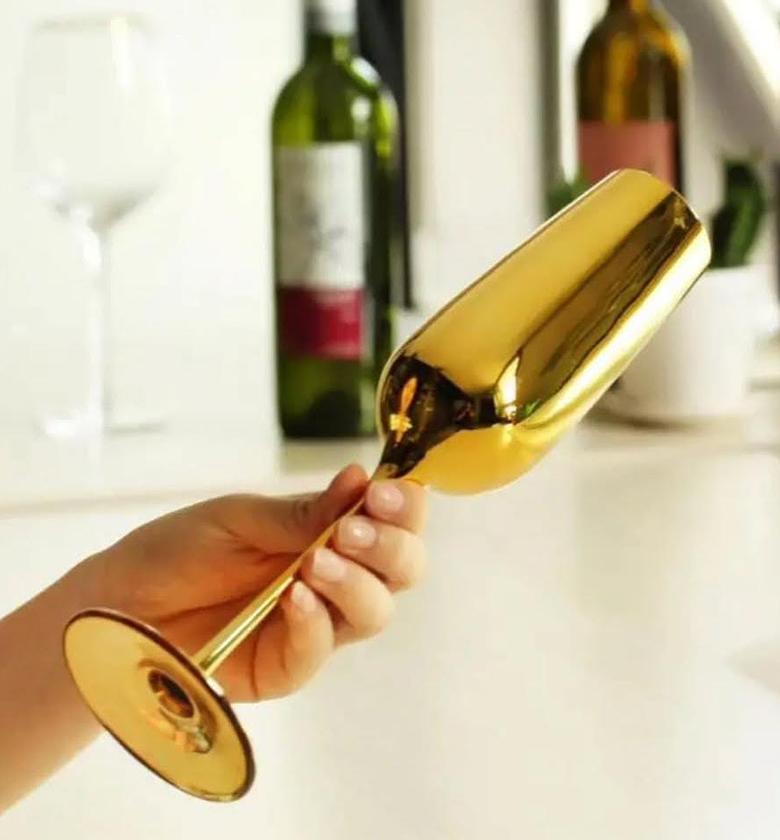 Stainless steel wine/ champagne glasses. image