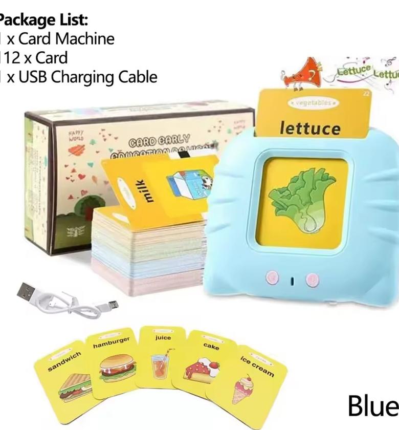 Talking Flash Cards Educational Toy for Toddlers (224 Words) - USB Rechargeable Montessori Learning Device for Kids image
