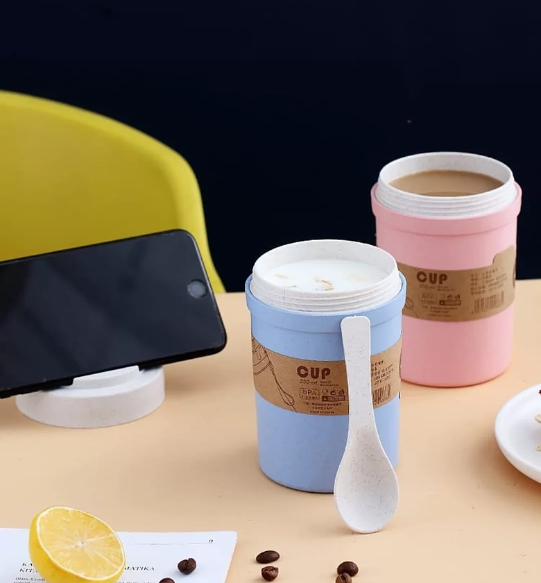 Wheat Straw Soup Cup with Spoon image