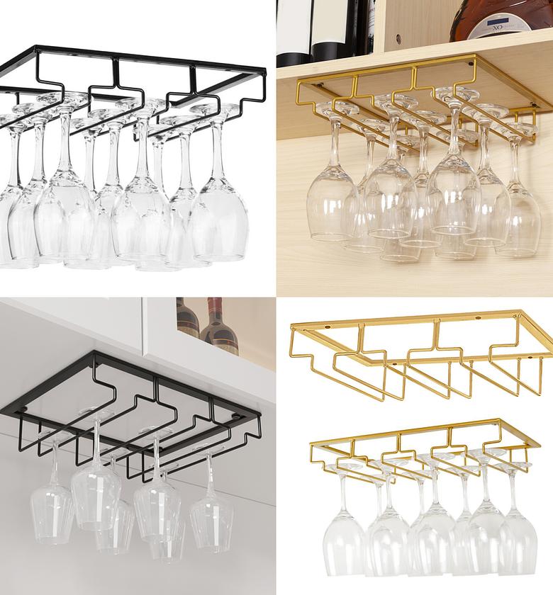 9 Wine Glass Rack, 9 Slots Under Cabinet Stemware Organizer image
