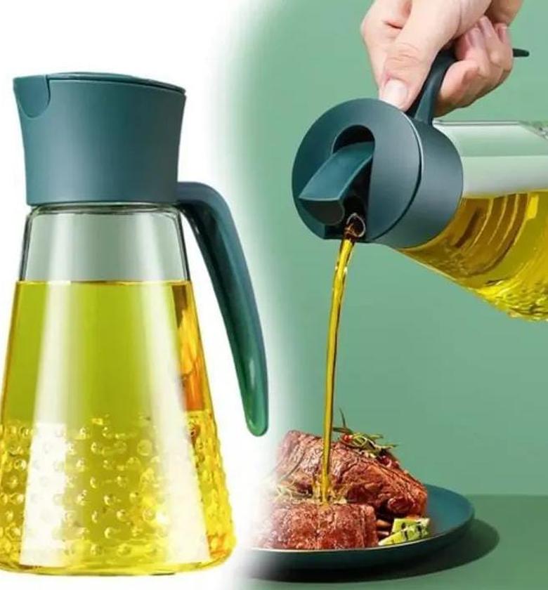 Drip-Free Automatic Pour Glass Oil Cruet (630ml) image