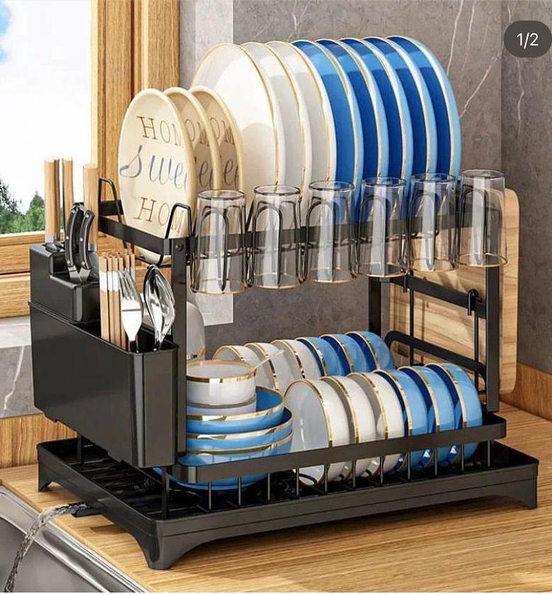 2- Tier Kitchen Dish rack with drain tray image
