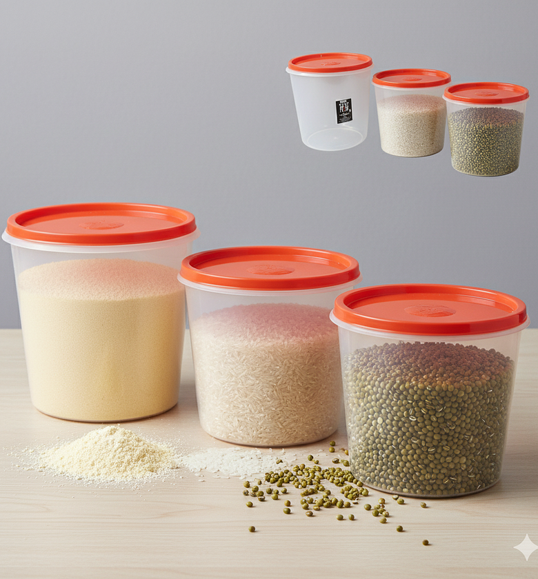 Adix Keep Fresh 3pcs Food Storage Containers Set, Cereal Jars image