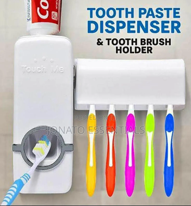 Automatic Toothpaste Dispenser With Toothbrush Holder Set image