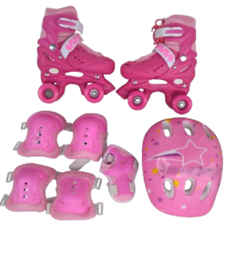 Roller Skates. Full Set Of Children's Quad Roller Skates Comes with a helmet and protective gear Size 27 To 38 image