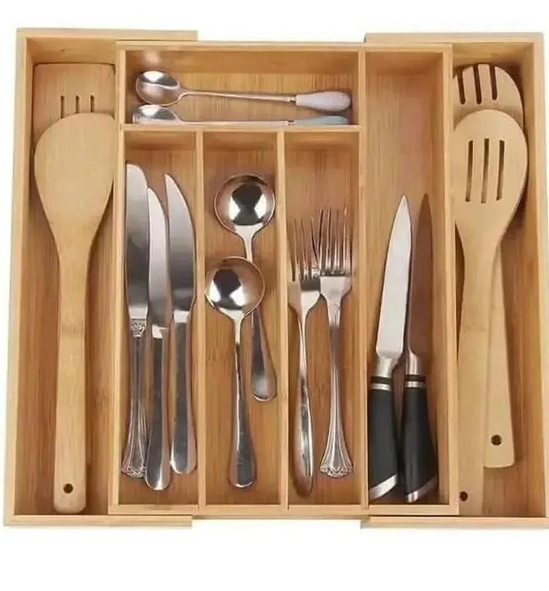 Multifunctional bamboo drawer organizer image