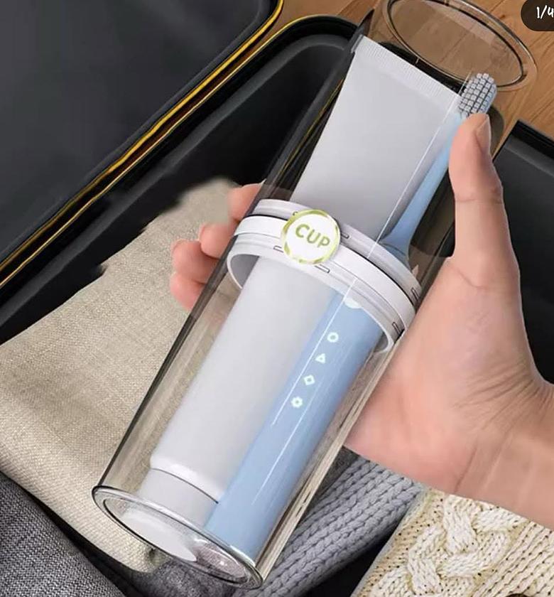 Large portable toothbrush/ toothpaste holder. image