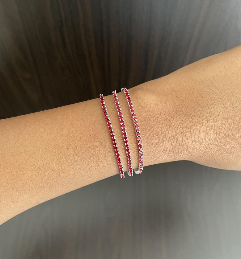Stretchy Tennis Bracelets (Wine Red) image