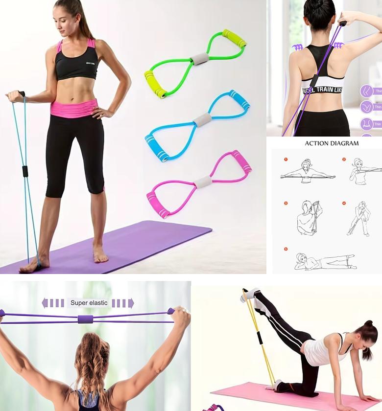8-Shape Resistance Band Yoga Pull Rope for Full Body Toning & Strength Training - Portable Home Gym Equipment image
