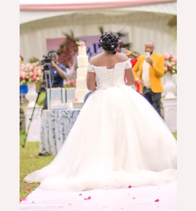 Romantic Dropped-Sleeve Tulle Wedding Gown image