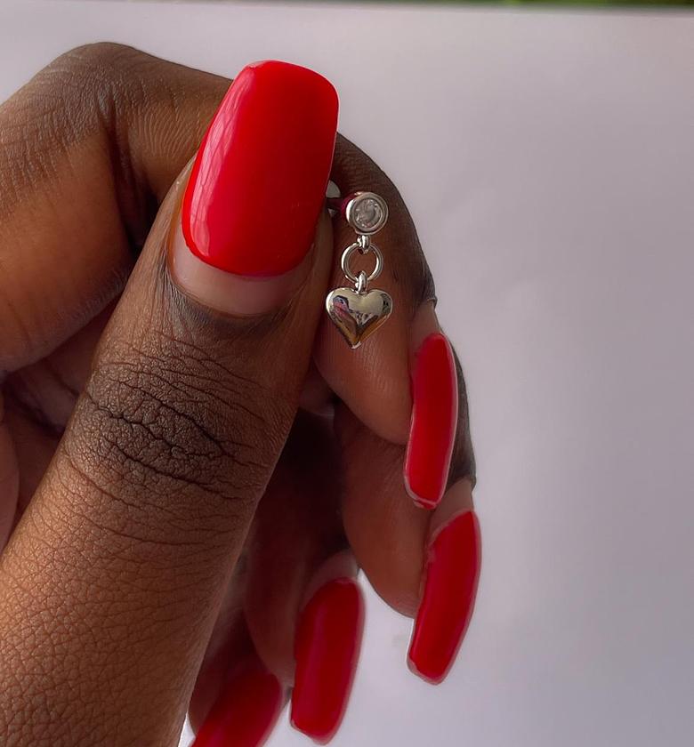 Gold Plated Stainless Steel Dangling Heart  Stud image