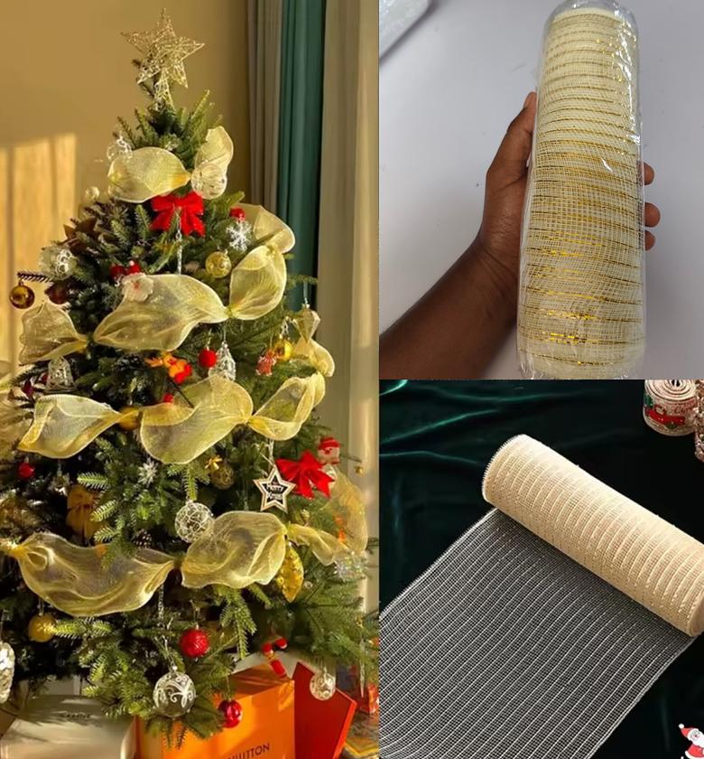 Luxury Christmas Tree Mesh Ribbon Decor image