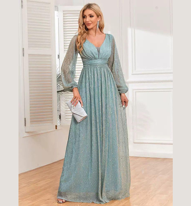 Starlight Chiffon Balloon Sleeve Gown image
