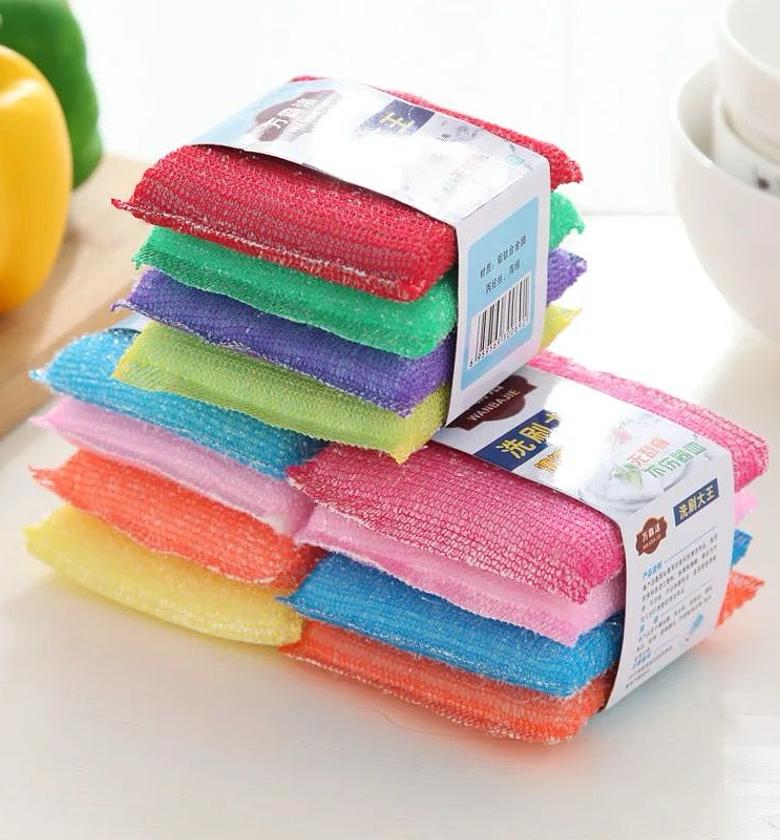  4 Kitchen Double Sided Dishwashing Cleaning Sponge image