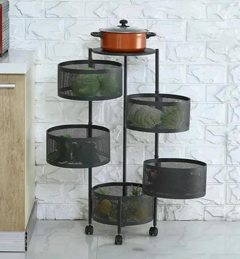 AuraSpin 5-Tier Rotating Kitchen Utility Cart image