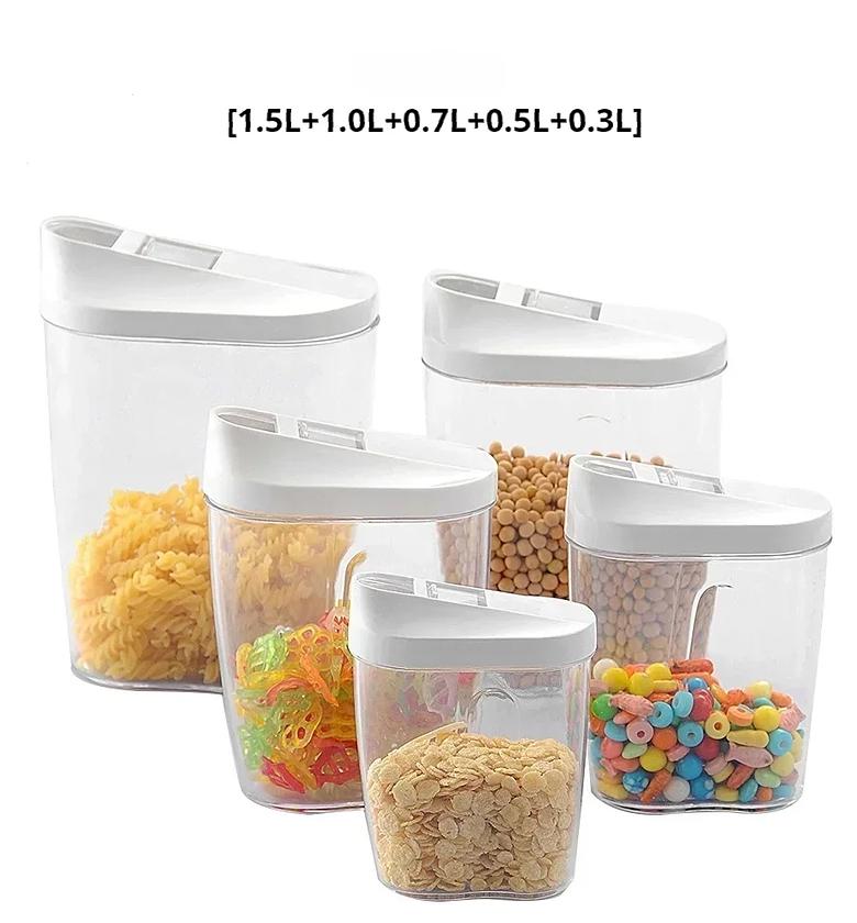 5 Piece Food Cereal Snack Container Storage Set With Lids image