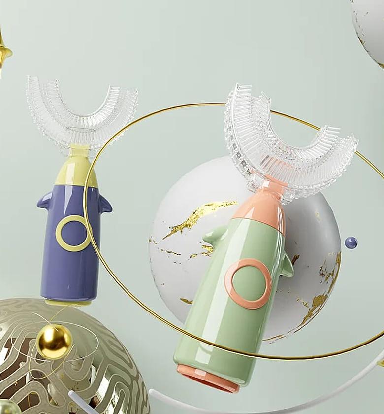 Children U-shaped Toothbrush Silicone Washable Manual Cleaning Tooth Brush image