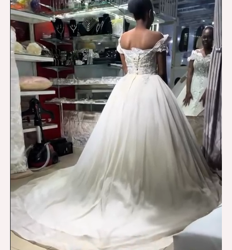 Baroque Embroidered Off-Shoulder Wedding Gown image