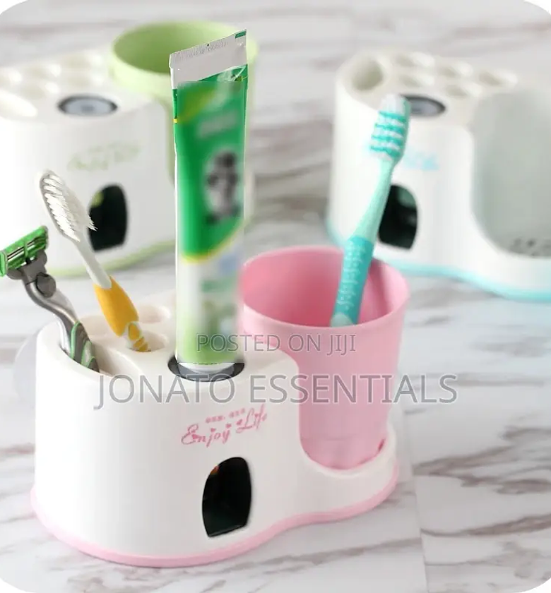 Toothbrush Holder and Toothpaste Dispenser With a Cup image
