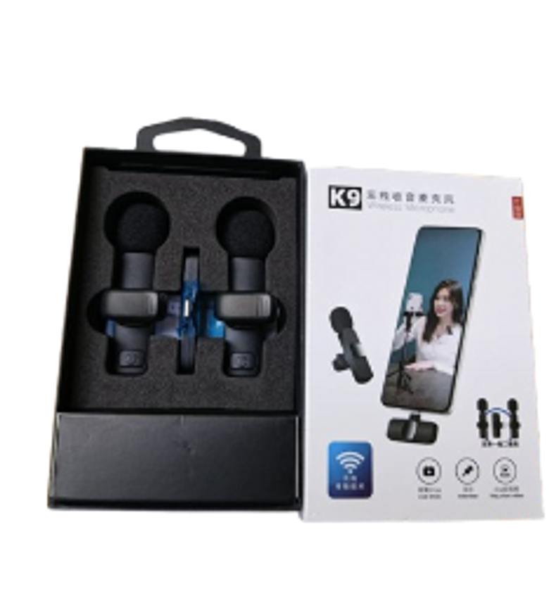  Portable, Dual Wireless Microphone K9 Wireless Lavalier Microphone Set. image