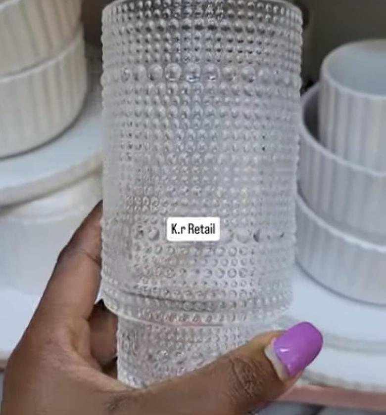 6pcs Embossed vintage water/juice glasses. image