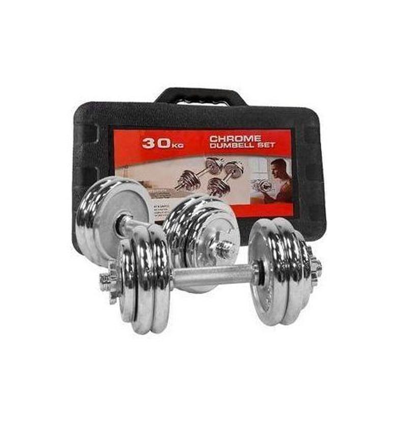 30kg Dumbell. Chrome ADJUSTABLE DUMBELL SET WITH CASE image