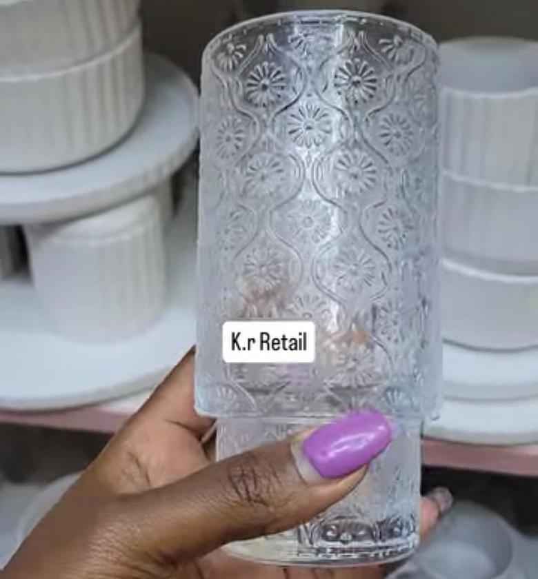 6pcs embossed vintage water/juice glass image