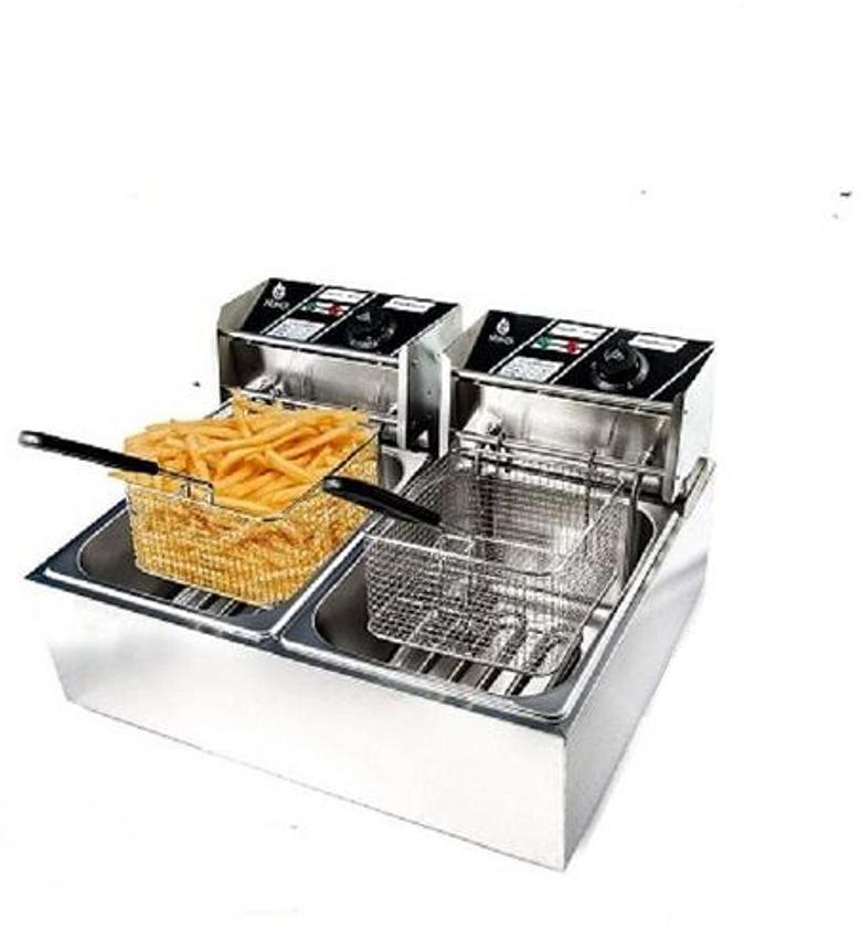DEEP FRYER. Nunix 12L (6L+ 6L) Commercial Double Stainless Steel Deep Fryer image