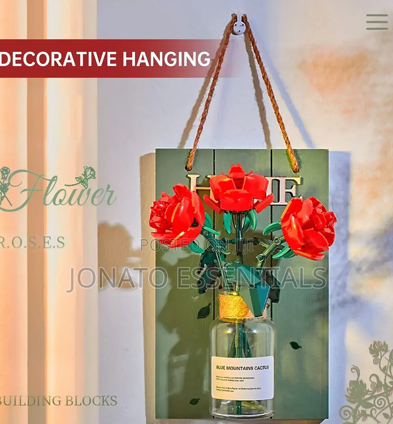 Hanging Flower Vase With Wooden Board image