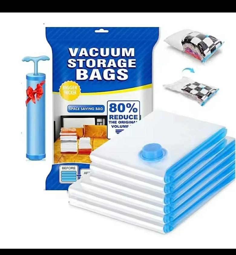 6pcs Vacuum storage bags with suction pump  image