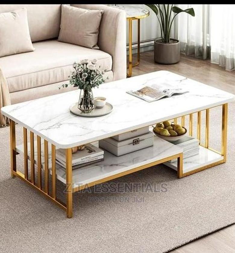 White executive Marble Effect Coffee Table image