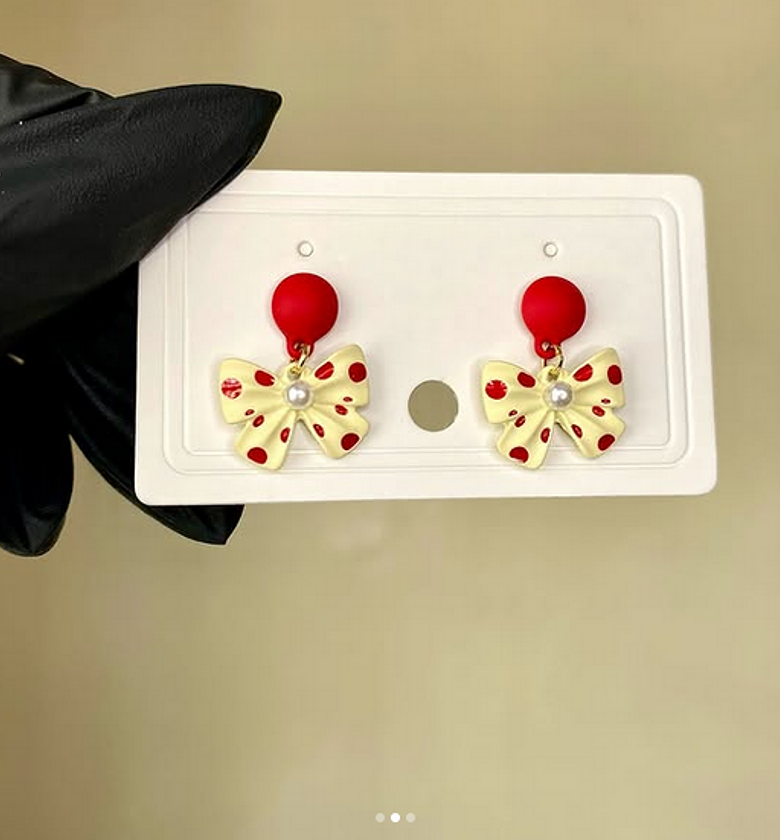 Cute Pearl Bow Knot Drop Earrings image