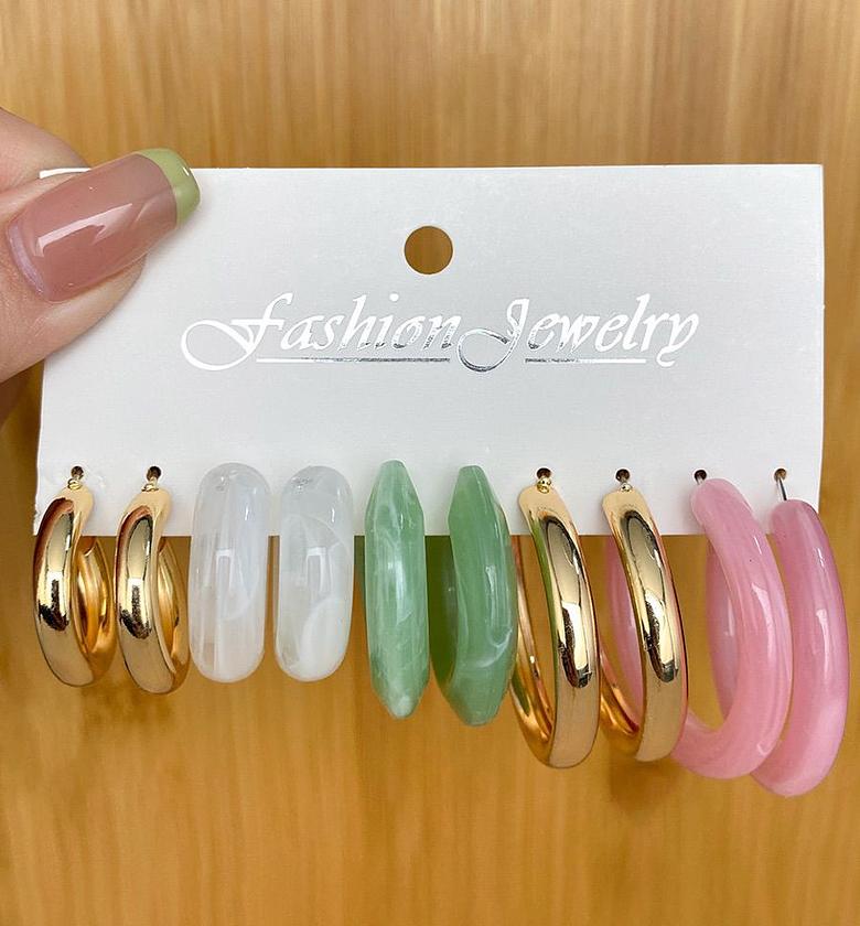 The Colorful Resin & Gold Hoop Set image
