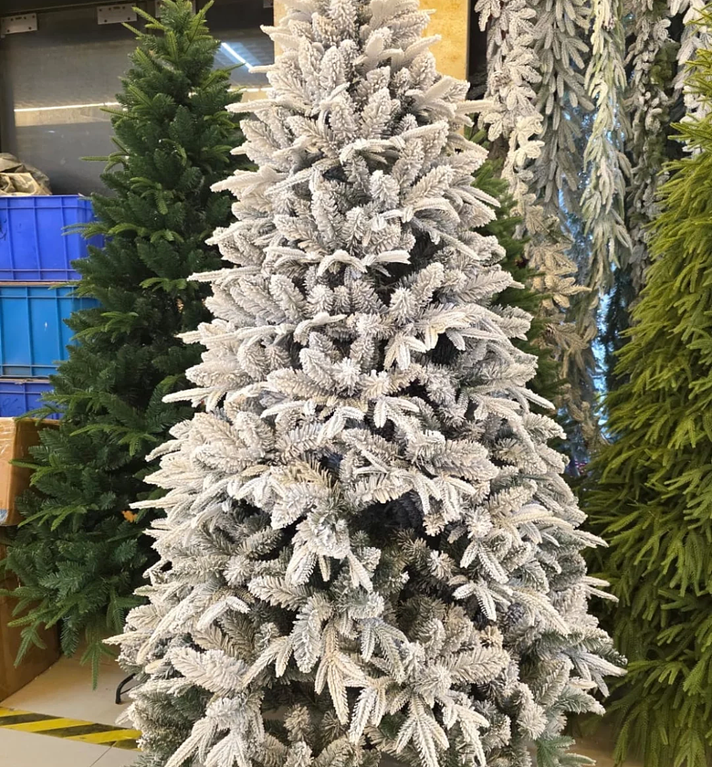 Premium Quality Snow Flocked Spruce Hinged Christmas Tree image