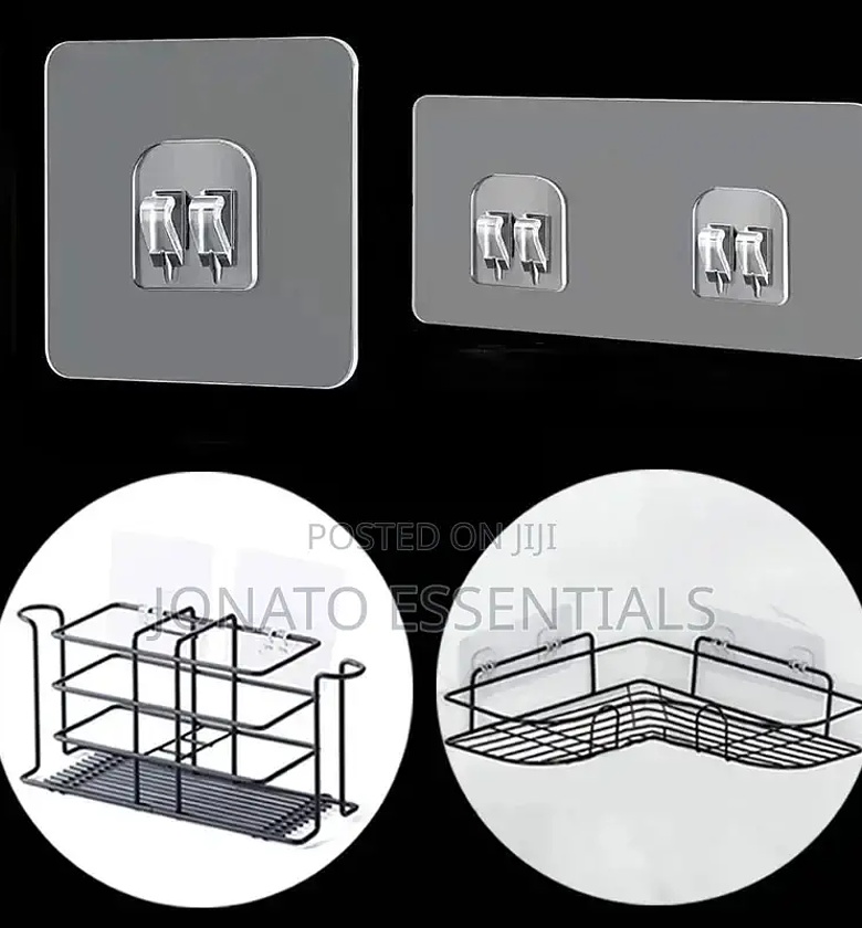 2pcs Adhesive Wall Hooks, Shelf Stickers image