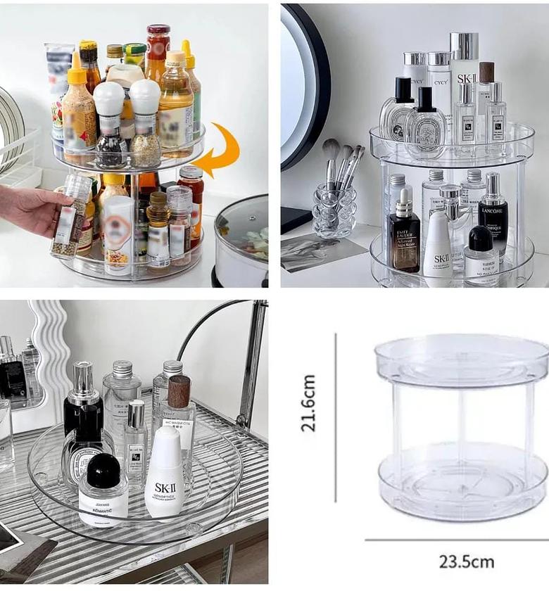 Two layer 360 Rotation Cabinet Turntable Organizer. image