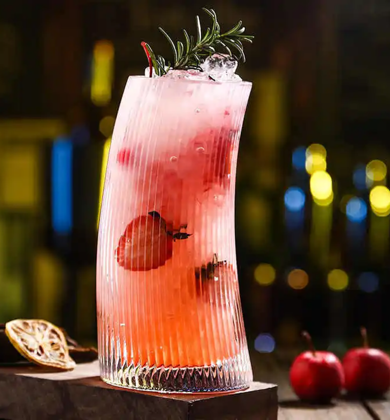 Ribbed Crescent-Shaped Glass Tumbler - 6 pieces image