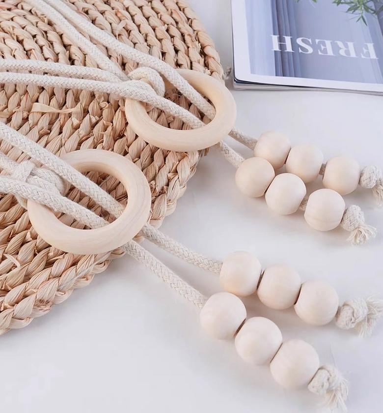 Natural Cotton Rope Curtain Tiebacks Boho Style. image