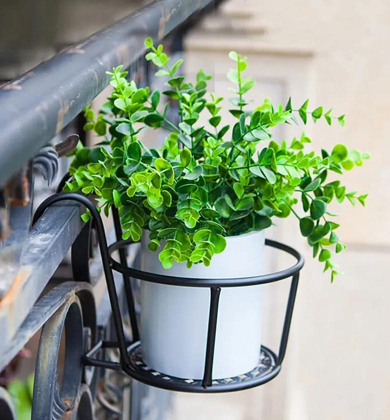 Metallic over the balcony flower pot stand image